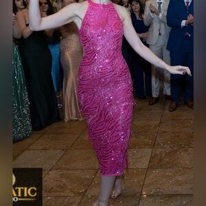 Elegant Pink Sequin Dress